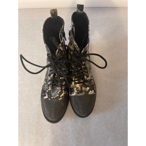 Report Zander Snake Print  Lace Up Zip Side Solid Mesh Toe Combat Boot Size 7 - Picture 3 of 9